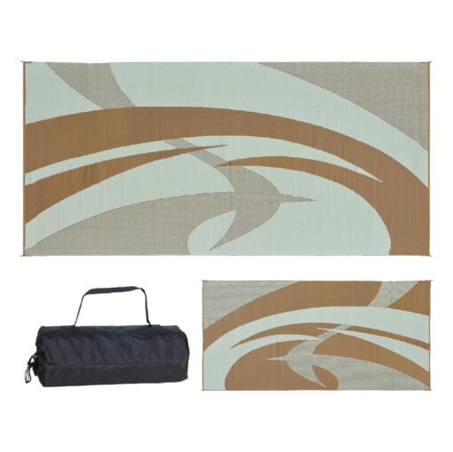 Stylish Camping - 159187 -Outdoor Patio/RV Camping Mat - Swirl (Brown/Beige, 9-Feet x 18-Feet) 9x18 Brown/Beige