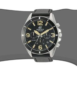 Casio Men's 'Edifice' Quartz Stainless Steel and Leather Watch, Color:Black (Model: EFR-553L-1BVCF) 8 61Wx7CFR50L
