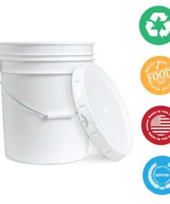 5 gallon Food Grade White Plastic Bucket with Handle & Lid - Set of 6 13 61X1ttXUZfL