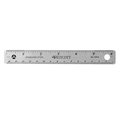 Westcott Stainless Steel Office Ruler with Non Slip Cork Base, 6-Inch (10414) 6 Inches