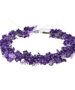 Alternative view of Accesyes Lavender Headband Bridal Woodland Garland Flower Hair Wreath Wedding Accessories BOHO Crown Beach Girls Headpiece (Grape) Grape