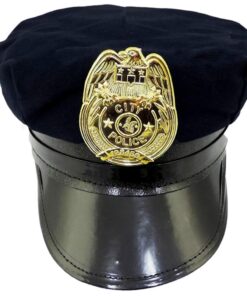 Alternative view of Jacobson Hat Company Police Hat with Bright Gold Plastic Badge One Size Fits Most Black