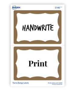 Avery Personalized Name Tags, Print or Write, Gold Border, 2-11/32" x 3-3/8", 100 Adhesive Tags (5146) 1 Pack 15 61X8oSuMHYS