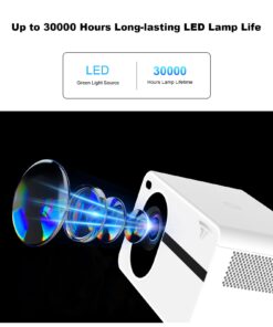 Projector with WiFi and Bluetooth, Wielio Native 1080P 12000L Outdoor Portable Mini Video Movie Projector, Proyector Compatible with iOS/Android/TV Stick/HDMI/USB/AV for Home Theater 12000 Lumens White 8 61XB oJpwuL