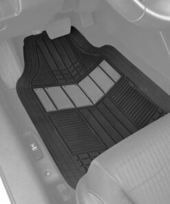 BDK Two-Tone PolyPro Car Seat Covers Full Set with Motor Trend Heavy Duty Rubber Car Floor Mats, Black & Gray – Interior Covers for Auto Truck Van SUV Black & Grey 17 61XB ykKakL