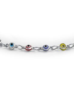 Bling Jewelry Protection Amulet Turkish Multi Color Navy Blue Charm Slender Evil Eyes Anklet Link Ankle Bracelet For Women Teen 14K Yellow Rose Gold Plated .925 Sterling Silver 9 10 Inch Multi-Color 10.0 Inches 9 61XBFWzBzvL