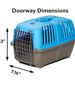 MidWest Homes for Pets Pet Carrier: Hard-Sided Dog /Cat Carrier, Small Animal Carrier in Blue, Dims 17.91 L x 11.5 W x 12 H for Tiny Dog Breeds, Perfect Dog Kennel Travel Carrier for Quick Trips 19-Inch "Toy" Dog Breeds 31 61XCouK7K0L