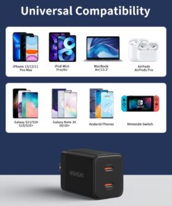 USB C Charger Block, 40W USB C Block Double C Charger Block PD 3.0 Fast Charger Dual USB C Wall Plug w/Foldable Plug, 2-Port (20W+20w) Charger Block for iPhone 14/13 Pro Max, iPad, Galaxy, Pixel etc 2 Port-40W Black-40W 11 61XCqJK57JL