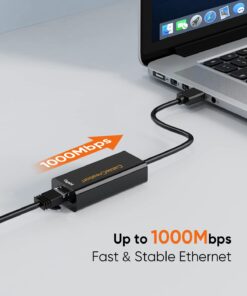 USB to Ethernet Adapter, CableCreation USB 3.0 to 10/100/1000 Gigabit Wired LAN Network Adapter Compatible with Nintendo Switch, Windows, MacBook, macOS, Mac Pro Mini, Laptop, PC and More Black 1Pack 25 61XDD PFsL