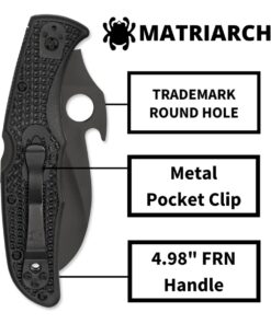 Spyderco Matriarch 2 Signature Knife with Emerson Opener and 3.57" VG-10 Black Reverse S Blade - SpyderEdge - C12SBBK2W Emerson Opener - Black Blade 23 61XDhj4UXfL