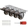 Homhoo 4 Pack 1.25" Caster Wheels Swivel Plate w/Break Casters On Black Polyurethane Wheels Heavy Duty - 100 lbs Total Capacity Caster (4 with Brake), 16 Screws & A Handy Screwdriver for Free 1.25 Inch Black 51 61XFiHpcteS