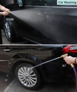 ESOW Garden Hose Nozzle, 100% Heavy Duty Metal Spray Gun with Full Brass Nozzle, 4 Watering Patterns Watering Nozzle- High Pressure Pistol Grip Sprayer for Watering Plants, Car Wash and Showering Dog Bullet Modelling Silver 20 61XGrLOgyYL