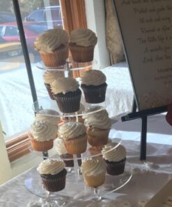 YestBuy 4 Tier Round Acrylic Cupcake Stand with Base, Premium Cupcake Holder, Acrylic Cupcake Tower Display Cady Bar Party Décor – Display for Pastry (4" Between 2 Layers with Base) 4 Tier Round with BASE ( 4" between 2 layers) 36 61XJtrEd3 L