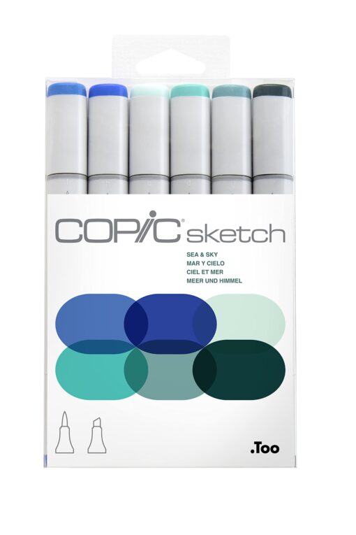 Copic Sketch, Alcohol-based Markers, 6pc Set, Sea & Sky Marker Set