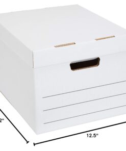 Amazon Basics Medium Duty Storage/Filing Boxes With Lid and Handles, Legal/Letter Size, 12-Pack, White, 16.2" L x 12.5" W x 10.5" H 25 61XLDonXR8L