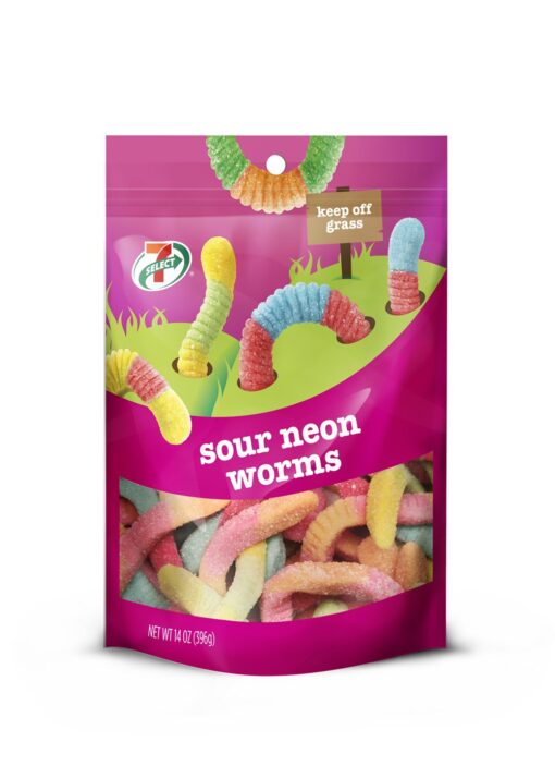 7-Select Sour Neon Worms, 14 oz/pk., 6 Packs, (84 ounces)