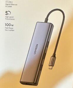 UGREEN Revodok 1061 USB C Hub 6-in-1 Gigabit USB C to Ethernet Adapter with 4K HDMI, 100W Power Delivery, 3 USB 3.0, Compatible with MacBook, iPad Pro, iPhone 15 Pro/Pro Max, Dell, HP, Chromebook. 40 61XNC6sNgFL