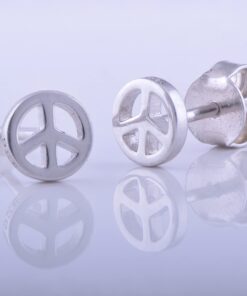 Sterling Silver Peace Sign Stud Earrings 6MM Peace 17 61XNVzFBkyL