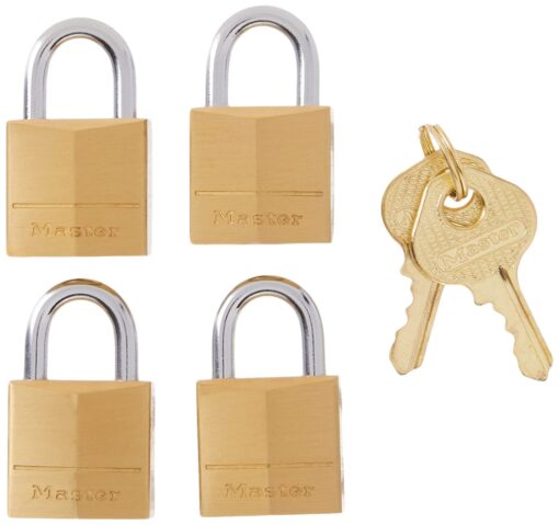 Master Lock Padlock, Solid Brass Lock, 3/4 in. Wide, 120Q (Pack of 4-Keyed Alike) 4 Pack