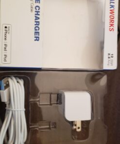 TALK WORKS USB Cable Compatible w/ iPhone 14/14 Plus/14 Pro/14 Pro Max, 13/Mini/Pro/Pro Max, 12/Mini/Pro/ProMax, Phone, AirPods, iPad - 5' Lightning Cable Wall Charger Adapter - MFI Certified (White) Cable + Charger White 28 61XOty1lzLL