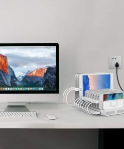Alxum iPad Charging Station for Multiple Devices, 96W 10 Port Cell Phone Charging Station Organizer,USB Fast Charger Dock Compatible w iPad/iPhone/Android/Kindle/Fire/Kindle Tablet, UL Certified,White 51 61XPZHMksfL