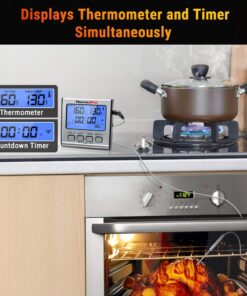 ThermoPro TP-17 Dual Probe Digital Cooking Meat Thermometer Large LCD Backlight Food Grill Thermometer with Timer Mode for Smoker Kitchen Oven BBQ, Silver 2 Probes 25 61XUBRh8soL