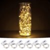 CYLAPEX 6 Pack Fairy Lights Battery Operated 20 LED on 3.3ft Silvery Copper Wire Firefly Fairy String Lights Warm White for Wedding Party Mason Jar Christmas Decorations Bedroom Decor