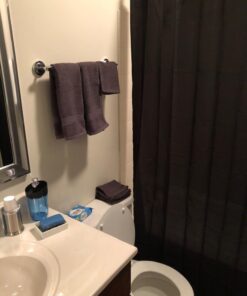 Maytex Water-Repellent Fabric Shower Curtain Liner with Weighted Hem, Soft Microfiber, Quick Drying and Washable Shower Liner, 70" x 72", Black 29 61XWMrEDOML