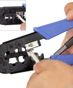 TRENDnet Crimping Tool, Crimp, Cut, And Strip Tool, For Any Ethernet or Telephone Cable, Built-In Cutter And Stripper, 8P-RJ-45 And 6P-RJ-12, RJ-11, All Steel Construction, Black, TC-CT68 28 61XXNYRtoJL