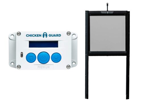 ChickenGuard Waterproof Automatic Chicken Coop Door Opener/Closer with Timer/Light Sensor Plus Predator Resistant Self Locking Pop Hole Door Kit. Coop Accessory (P)