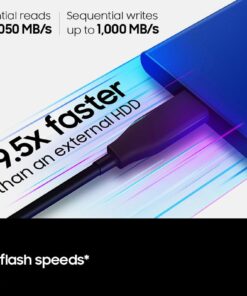 Alternative view of SAMSUNG SSD T7 Portable External Solid State Drive 1TB, Up to USB 3.2 Gen 2, Reliable Storage for Gaming, Students, Professionals, MU-PC1T0H/AM, Blue 1 TB