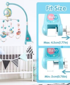 Baby Musical Crib Mobile with Timing Function Projector Lights,Stand-Along Rattles and 150 Melodies Music Box with Remote Control for Newborn 0-24 Months Blue 30 61XY8RsHPCL
