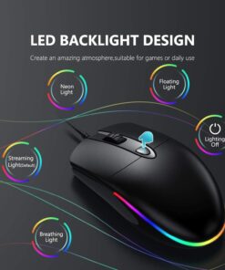 LED Wired Mouse, RGB Silent Corded Computer Mouse for Office and Home, Wired USB Mouse Compatible with Windows PC, Laptop, Notebook, Chromebook - Black 11 61XaGEwGhRL