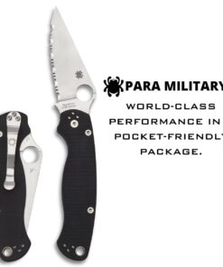 Spyderco Para Military 2 Signature Knife with 3.42" CPM S45VN Steel Blade and Durable G-10 Handle - PlainEdge - C81GP2 Black Handle - Stainless Steel Blade 46 61XgMN k6YL