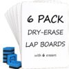 Scribbledo 6 Pack Small White Board Dry Erase Classroom Pack Boards 9"x12” Personal Whiteboards for Students Teachers School Supplies Lapboards l 6 Mini Whiteboard Erasers Included Set of 6 Boards & 6 Erasers 54 61XhrCK5HNL 1