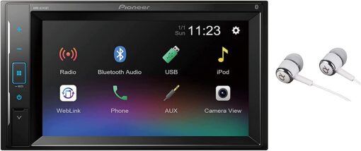 Pioneer 6.2" VGA Touchscreen WebLink Double DIN, Bluetooth USB MP3 Aux Input, in-Dash Multi-Color Illumination Digital Media Receiver/Free Alphasonik Earbuds