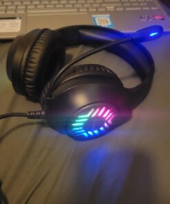 OLANRUN Gaming Headset, Stereo PS5 Headset PS4 Headset Xbox One Headset PC Headset, 9 Colors RBG Gaming Headphones with Mute Microphone for PC, PS4, PS5, Xbox, Switch (Black) 26 61XiwJmHG7L