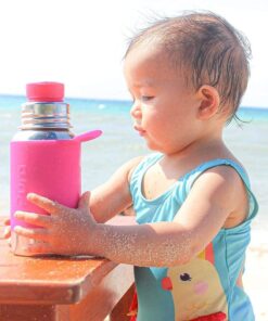 Pura 18 oz / 550 ml Stainless Steel Kids Sport Bottle with Silicone Sport Flip Cap & Sleeve (Plastic Free, Nontoxic Certified, BPA Free) (Aqua Blue) 14 61Xk5bROYmL