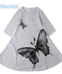 FTSUCQ Girls Casual Swing Special Occasion Printed Cotton Loose Maxi Dresses 6-7 Years Gray 7 61XkMCP7UdL