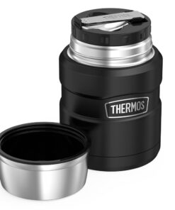 THERMOS Stainless King Vacuum-Insulated Food Jar with Spoon, 16 Ounce, Matte Black 25 61Xm NVt5LL