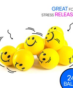 Alternative view of Neliblu 24 Pack Smile Stress Balls for Kids and Adults - 2" Stress Balls in Bulk - Neon Yellow Funny Face Squishy Balls to Support Anxiety - Fidget Toys, Party Favors, Goodie Bag Stuffers for Kids