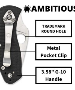 Spyderco Ambitious Value Knife with 2.31" Stainless Steel Blade and Durable Black G-10 Handle - PlainEdge - C148GP 28 61XpOFPo5VL