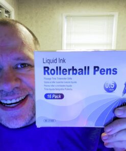 Rollerball Pen Fine Point Pens: 16 Pack 0.5mm Black Gel Liquid Ink Pens Extra Thin Fine Tip Pens, Rolling Ball Point Writing Pens for Note Taking, Signature, Journal, Office/Stationary Supplies 40 61XuHv1VPKL