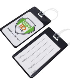 5 Pack - Slim and Sturdy Flexible Backpack & Airline Luggage ID Bag Tags - Business Card Holders - with Secure Plastic Worm Loop Straps by Specialist ID Black