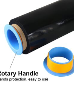 BOMEI PACK Black Stretch Wrap Industrial Strength with Plastic Handle 12" x 1000 Feet 80 Gauge 3-Pack, Black Shrink Wrap, Self-Adhering Black Plastic Wrap for Shipping, Moving 19 61XwsrIDb9L