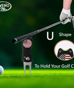 kaveno Golf Divot Tool, Foldable Stainless Steel Switchblade with USA Golf Ball Marker Black 14 61Xxg9xooBL
