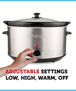 Alternative view of Courant Oval Slow Cooker Crock, with Easy Options 8.5 Quart Dishwasher Safe Pot, Stainless Steel Oval Slow Cooker with 8.5 Quart Crock