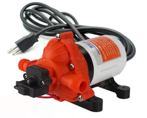 SEAFLO 110V 3.3 GPM 45 PSI Water Diaphragm Pressure Pump - 4 Year Warranty!!! With Plug for Wall Outlet