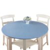 Collections Etc. Patterned Fitted Table Cover with Soft Flannel Backing and Durable Wipe-Clean Vinyl Construction, Blue Print, Round 7 61XzAQTVXL
