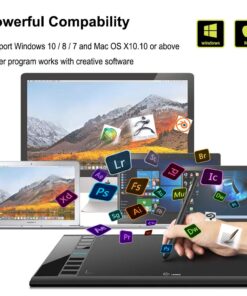 Graphics Drawing Tablet, UGEE M708 10 x 6 inch Large Drawing Tablet with 8 Hot Keys, Passive Stylus of 8192 Levels Pressure, UGEE M708 Graphics Tablet for Paint, Design, Art Creation Sketch Black 37 61Y2dfbfEQL